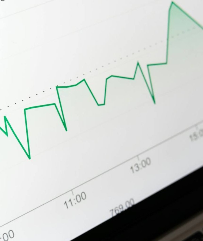 A line chart of fieldwork progress on a screen